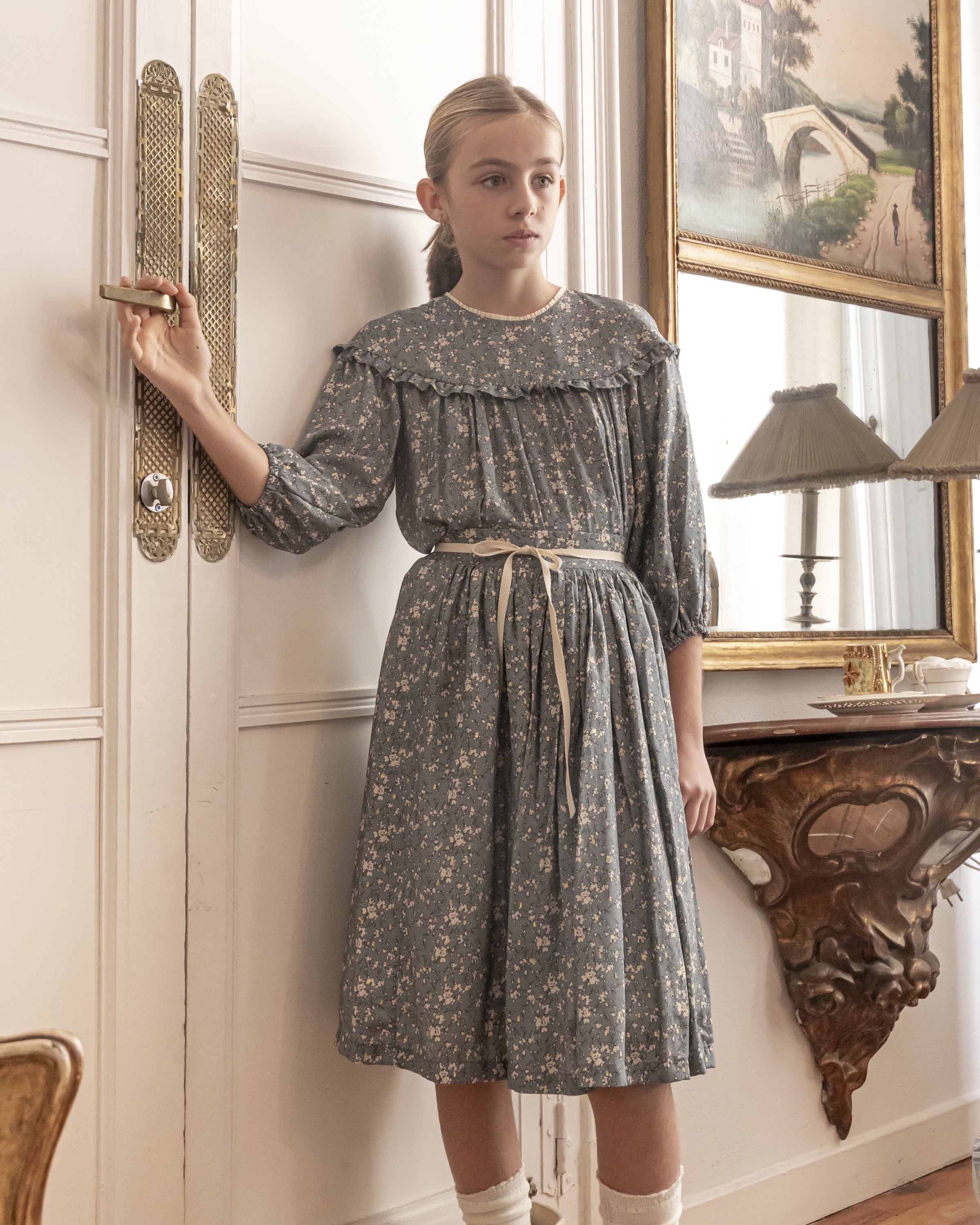 Orion Shirt/Nat Skirt Blue Garden Floral Set